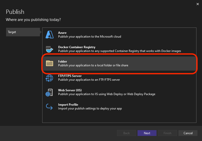  target options to publish 